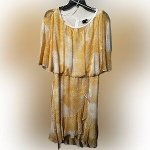 NWT 18W Maison Tara Yellow Floral Dress